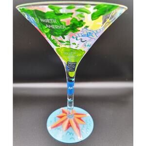 Travel-tini Martini Glass by Lolita Recipe on Bottom Hand-painted Traveler